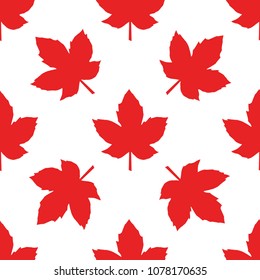 Canada seamless pattern. Vector background with red  maple leaves. EPS 10. Happy Canada Day Celebration Banner. 1st July Holiday.