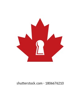 Canada security vector logo design. Canada padlock vector icon design.