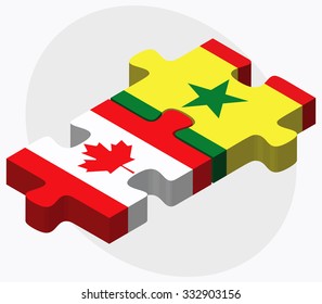 Canada and Senegal Flags in puzzle isolated on white background