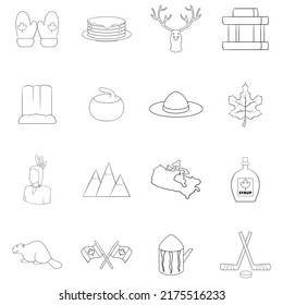 Canada set icons in outline style isolated on white background