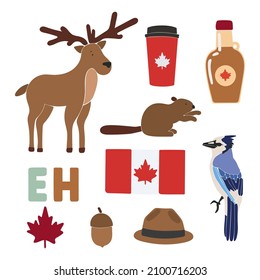 Canada set vector illustration, Canada elements collection 