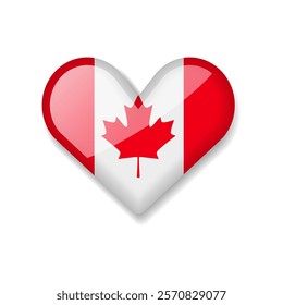 Canada - Shiny Flag in the Form of Heart. Vector Illustration.