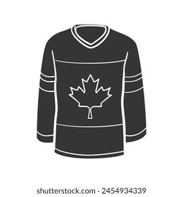 Ilustración de silueta de icono de camisa de Canadá. Ice Hockey Vector Gráfico Pictograma Símbolo Clip Arte. Doodle Sketch Signo Negro.