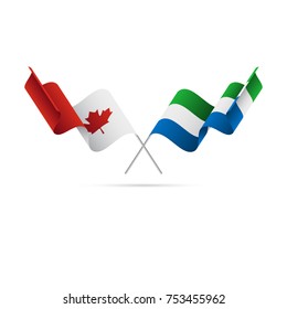 Canada and Sierra Leone flags. Crossed flags. Vector illustration.