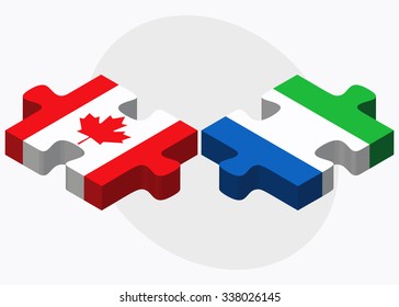 Canada and Sierra Leone Flags in puzzle isolated on white background