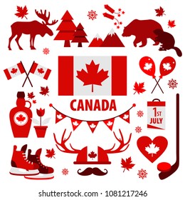 Canada sign and symbol, Info-graphic elements flat icons set.