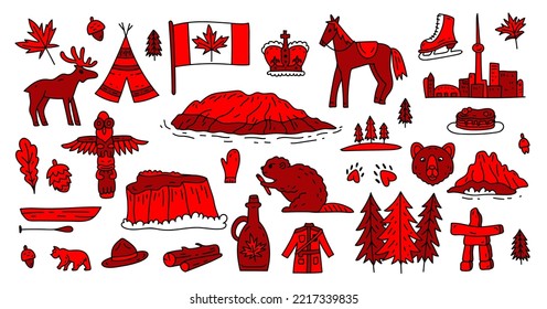 Canada sign and symbol, Info-graphic elements flat icons set. Canada vector travel symbols set. Tourism.