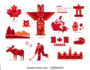 Canada sign and symbol, Info-graphic elements.
