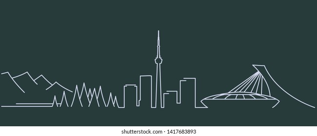 Canada Simple Line Skyline and Landmark Silhouettes