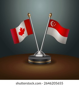 Canada and Singapore table flags relation with gradient backgrund