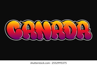 Canadá - letras de una sola palabra, estilo graffiti. Logotipo dibujado a mano de Vector. Camiseta divertida de la impresión del estilo del graffiti de Canadá, moda, concepto del cartel