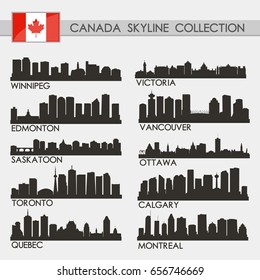 Canada Skyline City Silhouette Design Collection