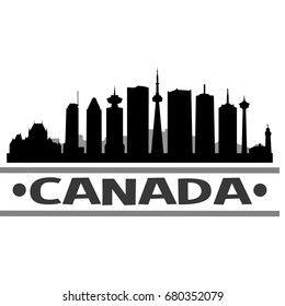 Canada Skyline Silhouette City Vector Design Art