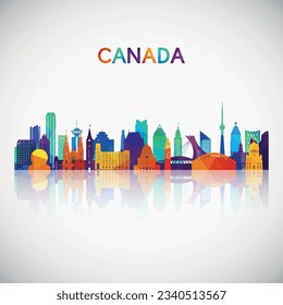 Canada skyline silhouette in colorful geometric style. Symbol for your design. Vector illustration.