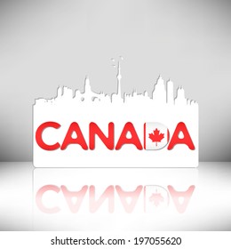 Canada skyline silhouette vector design. Greeting card illustration.