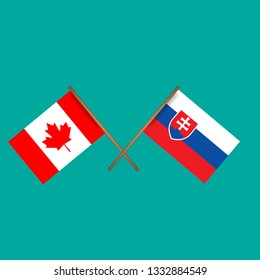 Canada and Slovakia crossed flags.Language learning or travel concept 