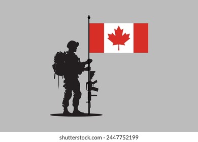 Canada soldier with flag, The Flag of Canada, Vector illustration, Canada National Flag Vector Illustration, Maple leaf vector illustration
