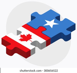 Canada and Somalia Flags in puzzle isolated on white background