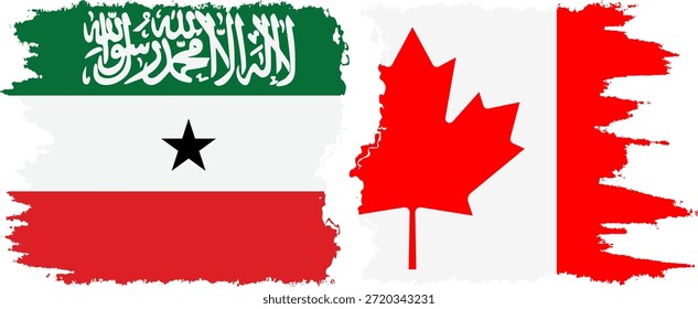 Canadá y Somalilandia, conexión de banderas grunge, Vector
