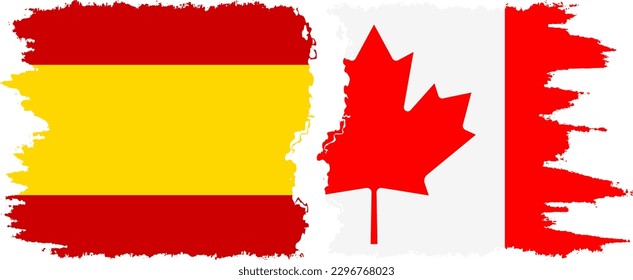 Verbindung mit Kanada und Spanien mit Grunge-Flaggen, Vektorgrafik