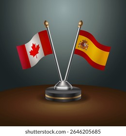 Canada and Spain table flags relation with gradient backgrund