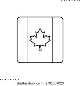 Canada square flag vector icon in outlines 