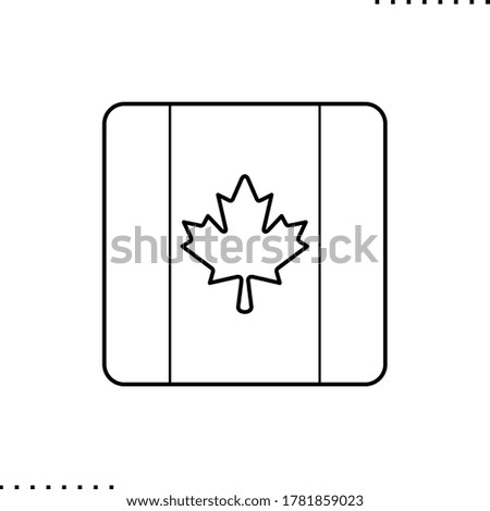 Canada square flag vector icon in outlines 