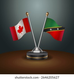 Canada and ST. Kitts Nevis table flags relation with gradient backgrund