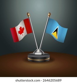 Canada and ST. Lucia table flags relation with gradient backgrund