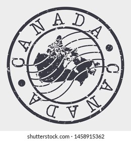 Canada Stamp Postal. Map Silhouette Seal. Passport Round Design. Vector Icon. Design Retro Travel.