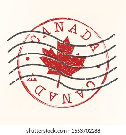 Canada Stamp Postal. Silhouette Seal. Passport Round Design. Vector Icon. Design Retro Travel. National Symbol.