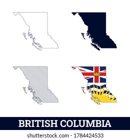 Canada State British Columbia Map with flag vector