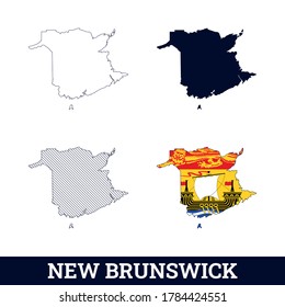 Canada State New Brunswick Map with flag vector