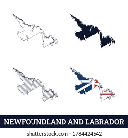Kanada-Staat Neufundland und Labrador-Karte mit FlaggenVektorgrafik