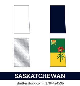 Canada State Saskatchewan Map with flag vector