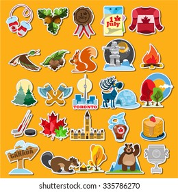Canada stickers set, Canada icons, vector stroke icons set
