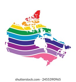 carte arc-en-ciel de la silhouette du canada