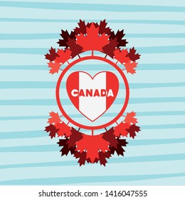 Canada symbol over striped background
