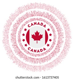 Canada symbol. Radiant country flag with colorful rays. Shiny sunburst with Canada flag. Modern vector illustration.