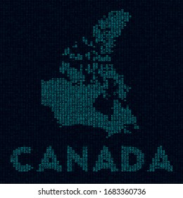 Canada tech map. Country symbol in digital style. Cyber map of Canada with country name. Cool vector illustration.