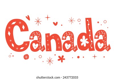 Canada text decorative lettering type design