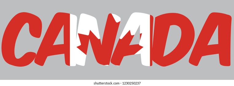 Canada Text with Flag Colors