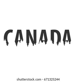 Canada. Text or labels with silhouette of forest