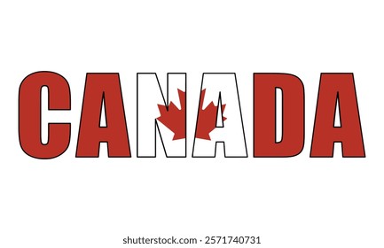 Canada text with national flag background