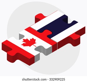 Canada and Thailand Flags in puzzle isolated on white background