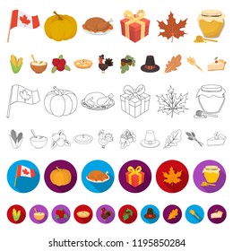 Canada Thanksgiving Day cartoon icons in set collection for design. Canada and Tradition vector symbol stock web illustration.