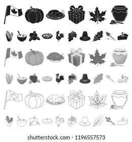Canada Thanksgiving Day cartoon icons in set collection for design. Canada and Tradition vector symbol stock web illustration.