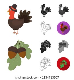 Canada Thanksgiving Day cartoon,black,flat,monochrome,outline icons in set collection for design. Canada and Tradition vector symbol stock web illustration.