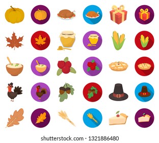 Canada Thanksgiving Day cartoon,flat icons in set collection for design. Canada and Tradition vector symbol stock web illustration.
