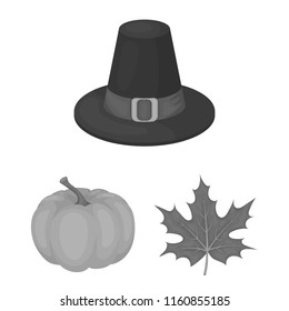 Canada Thanksgiving Day monochrome icons in set collection for design. Canada and Tradition vector symbol stock web illustration.